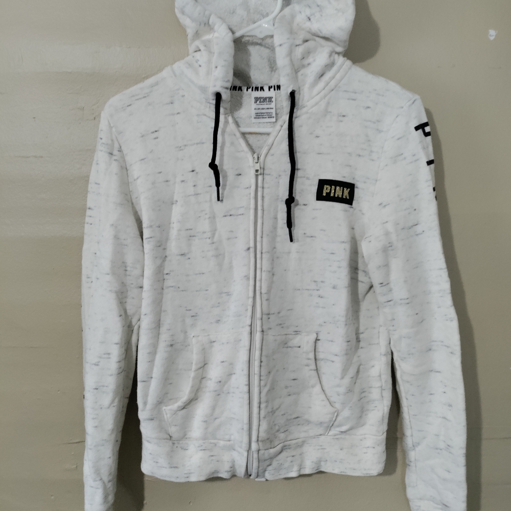PINK Victoria's Secret White Hoodie Sweater